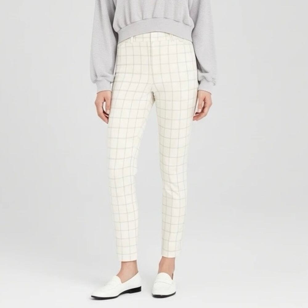 Per Se Women’s Cotton Blend Jogger Pants Plaid Pattern Blue/White Size 6